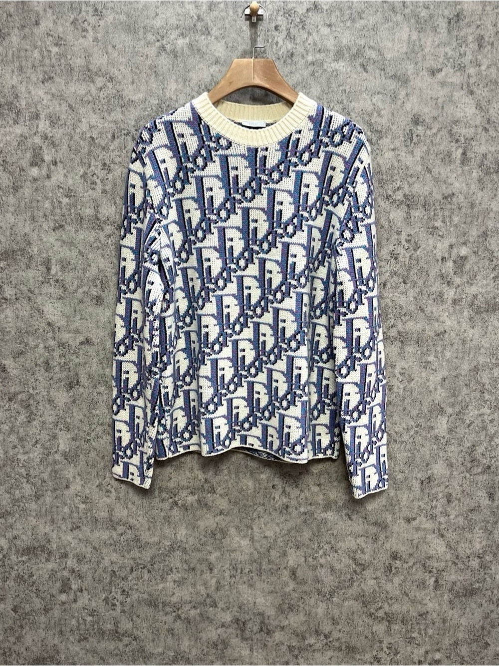 Dior Multicolor Monogram Knit Crewneck with Cream Trim